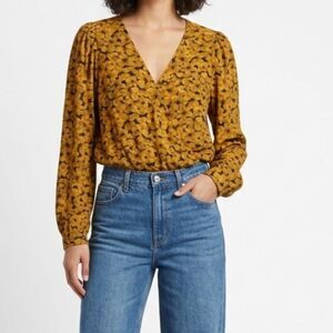 A New Day Wrap V Neck Blouse  Women's Boho Chic Floral Size S